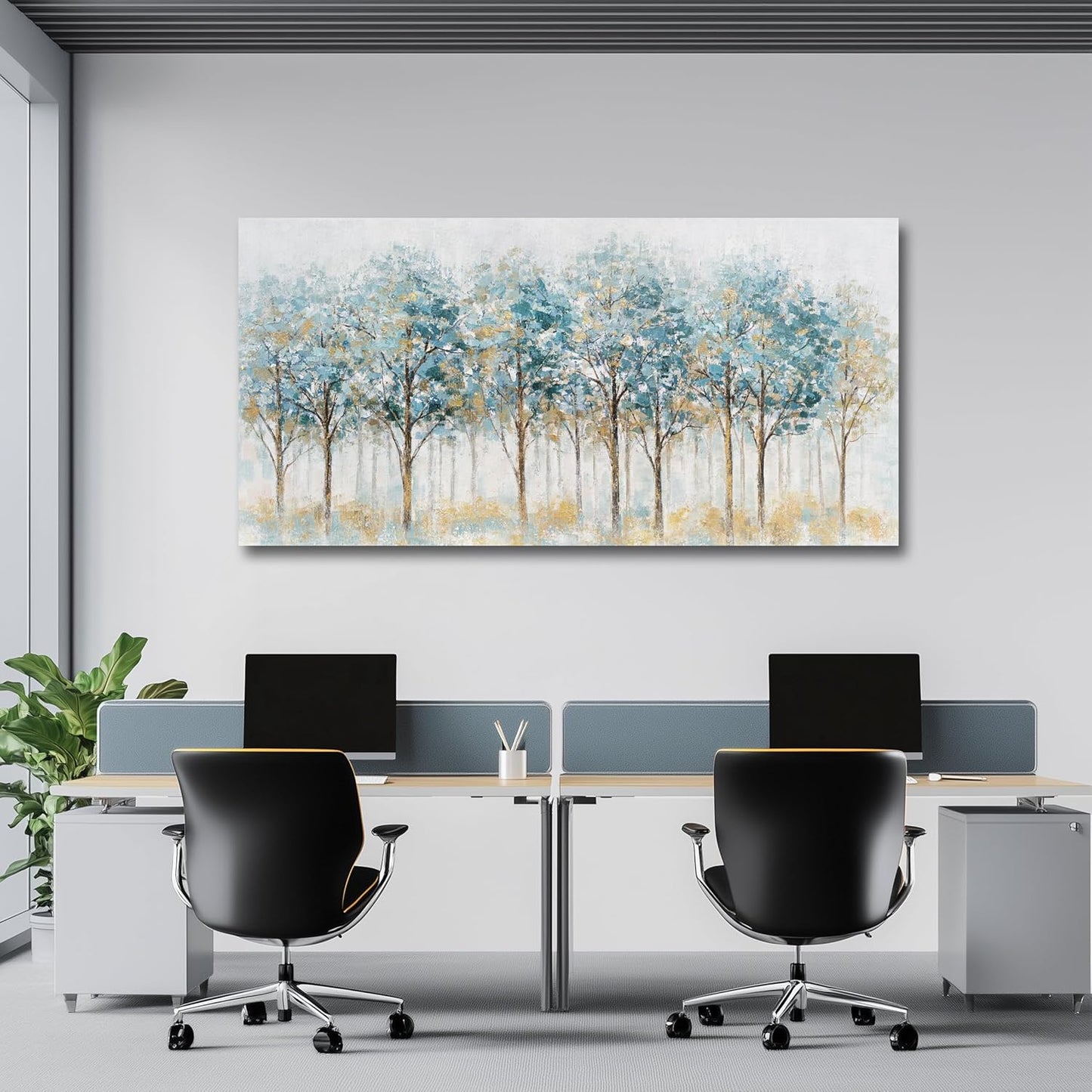 Belmrxne Tree Wall Art Blue and Black Wall Decor Trendy Canvas Painting Designer Artwork for Living Room Bedroom Dining Room Office Home Decor 24x48 inch