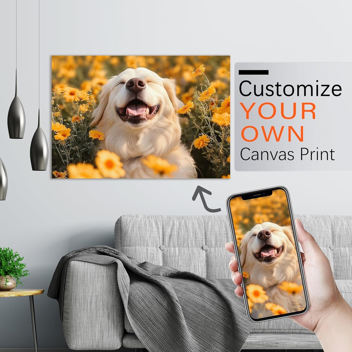 Ship Next Day - Custom Canvas Prints with Your Photos, Personalized Canvas with Pictures Print for Wall Art Bedroom, Customized Photo Gifts for Couple Men Women Mom Baby Dog Family - 24"W x 16"L