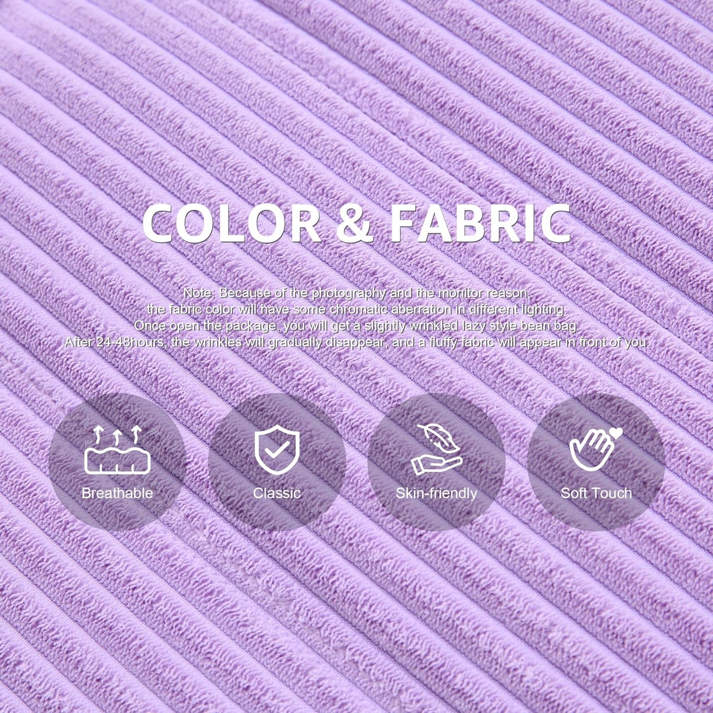 Bean Bag Chairs for Adults Giant Bean Bag Chair Memory Foam BeanBag Chair Big Bean Bag Sofa with Filler Faux Fur Fireside Beanbags Lazy Sofa for Living Room Bedroom Dorm Office (Purple Corduroy)