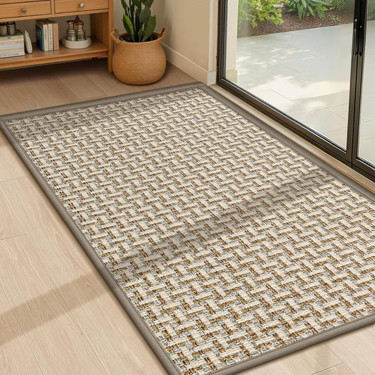 LEKEEPGO Door Mat Indoor Entrance 24"x36", Absorbent Indoor Door Mat, Non Slip Rubber Backing Inside Door Mats, Washable Floor Mat, Low-Profile Doormat for Front Door, Entryway, Entrance, Grey