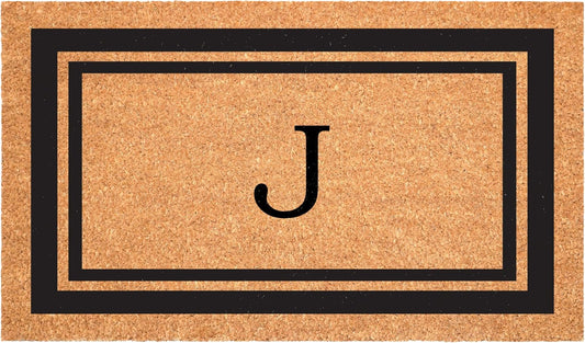 Calloway Mills 152961830J Black Border 18" x 30" Monogram Doormat, (Letter J)