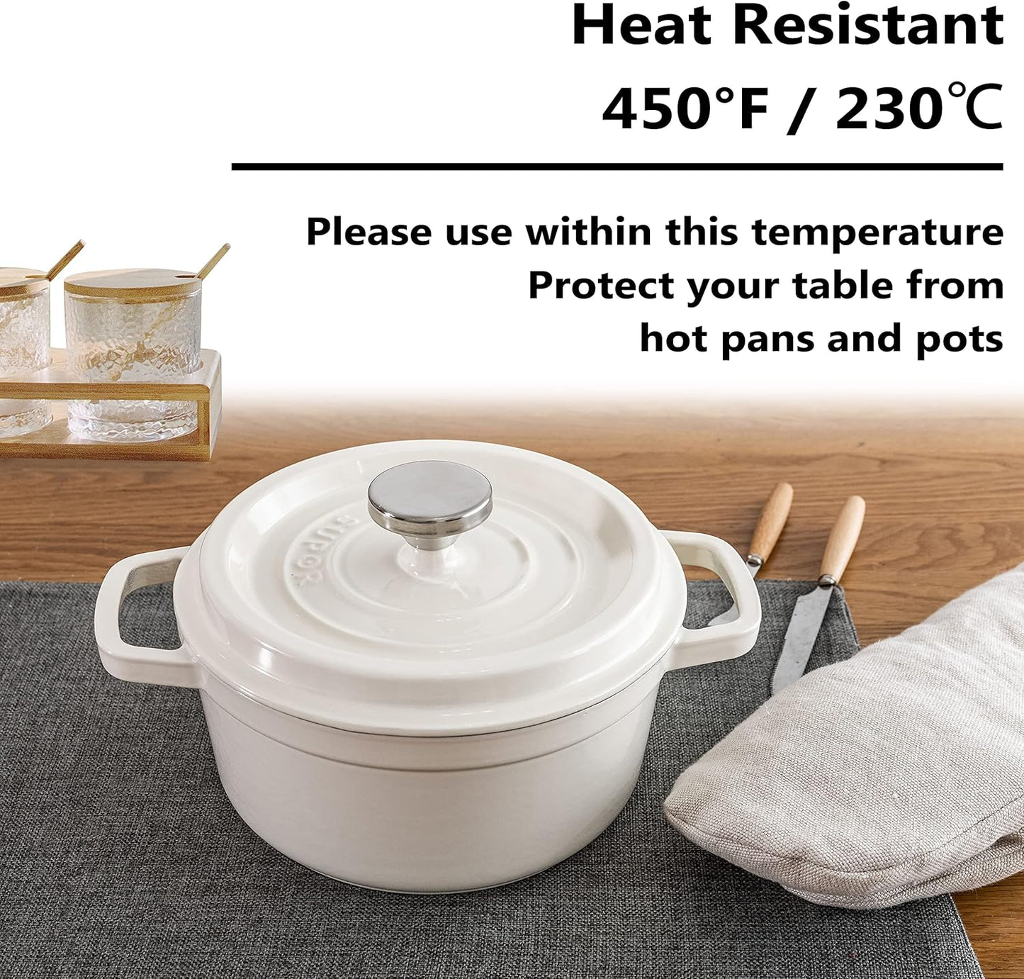 Home Brilliant Table Place Mats Fabric Cloth Placemats Set of 8 Heat Resistant Dining Linen Place Mats Kitchen, Dark Grey