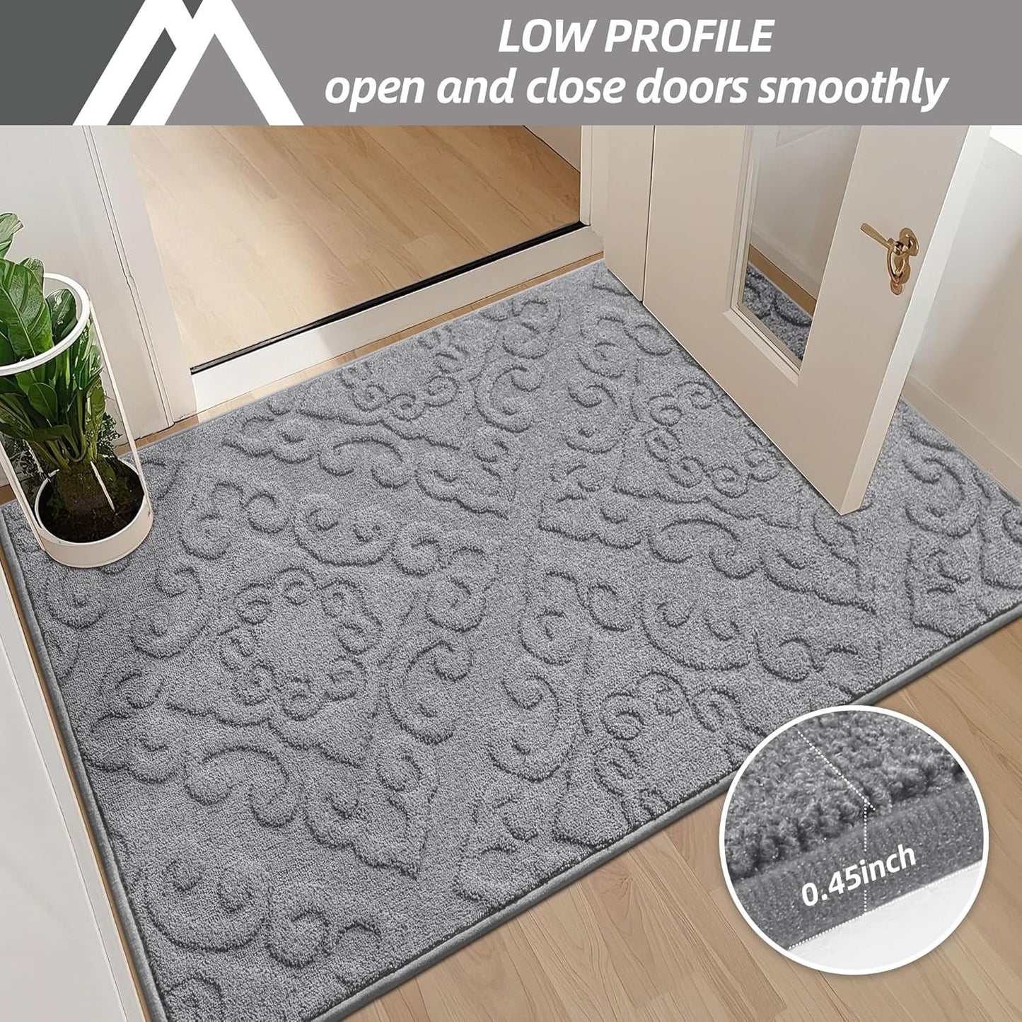 COSY HOMEER-Door-Mat-Non-Slip-Entryway-Rug 36”x60” Absorbent Welcome Mats Washable Dirt Trapper Door Mat Entrance Floor Mats for Front Back Doormats and Wet Shoes,Grey
