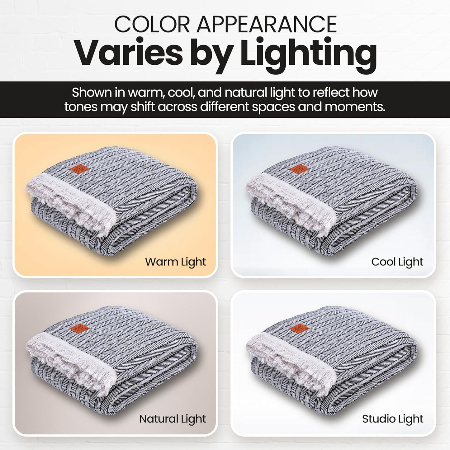 Gold Case Throw Blanket for Bed – 100% Recycled Turkish Cotton Bed Blanket – Decorative Throw Cotton Blankets for Living Room & Bedroom – Vintage Black Woven Queen Blankets – 90x90