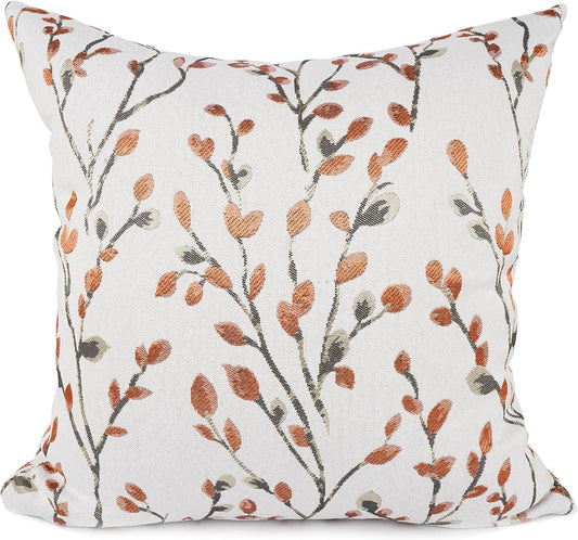 YOUR SMILE Classical Embroidery Jacquard Orange Square Decorative Throw Pillow Case Cushion Cover 18x18 inch