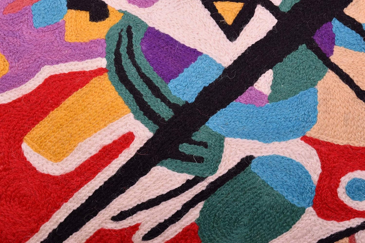 Lumbar Kandinsky Red Abstract Pillow Cover Modern Throw Pillowcase Modern Chair Cushion Red Contemporary Pillowsham Farmhouse Couch Cushions Hand Embroidered Wool Size 14x20