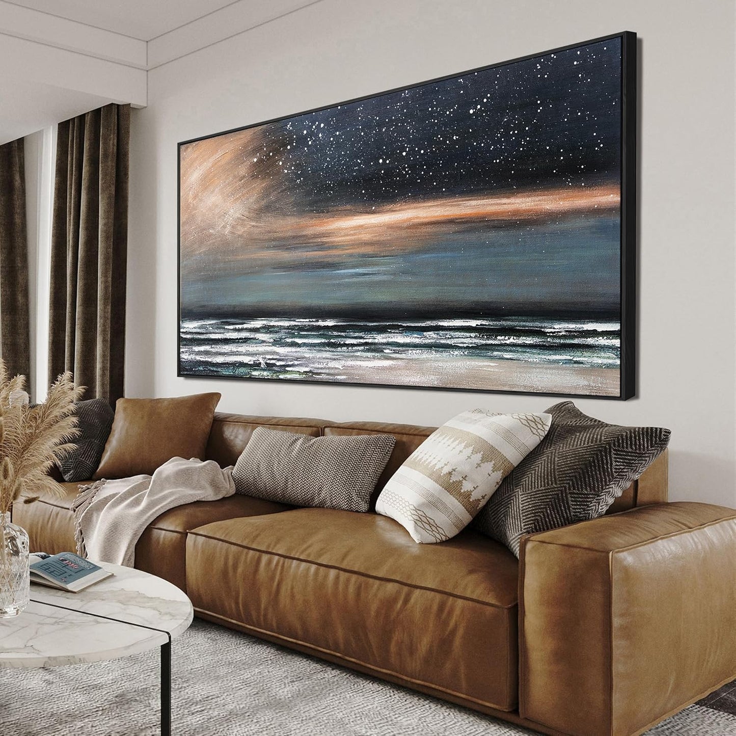 Canvas Wall Art Decor Wall Pictures for Living Room Starry Artwork for Walls Large Framed Wall Art Prints Canvas Art Wall Decor Nature Coastal Wall Art Decorations Bedroom Office Wall Decor 29" X 58"
