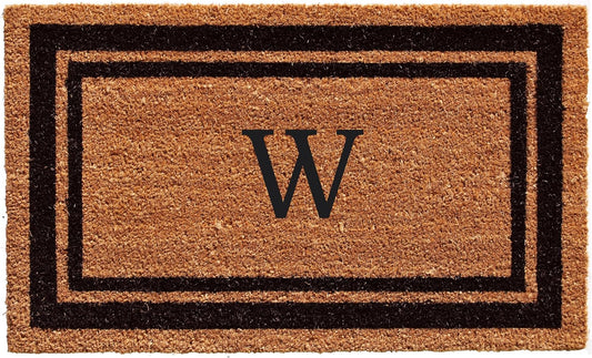 Calloway Mills 152963672W Black Border 36" x 72" Monogram Doormat Letter (W)