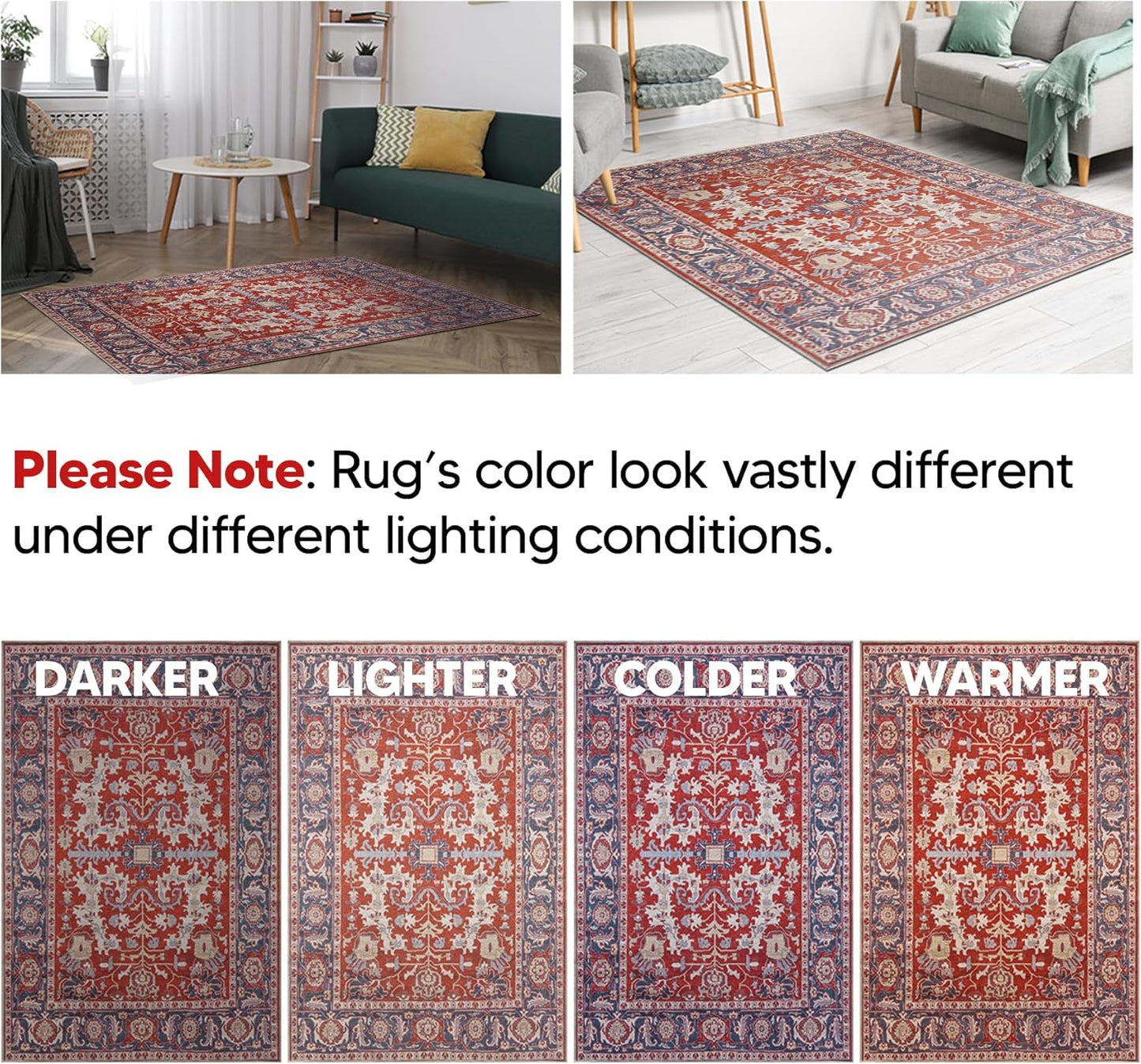 Keen Home Design 2x12 Rug - Machine Washable Runner Rug with Non-Slip Backing, Ideal for Hallway, Entryway, Kitchen, Laundry Room - Vintage, Easy Clean, Durable, Low Pile - (2'6" x 12')