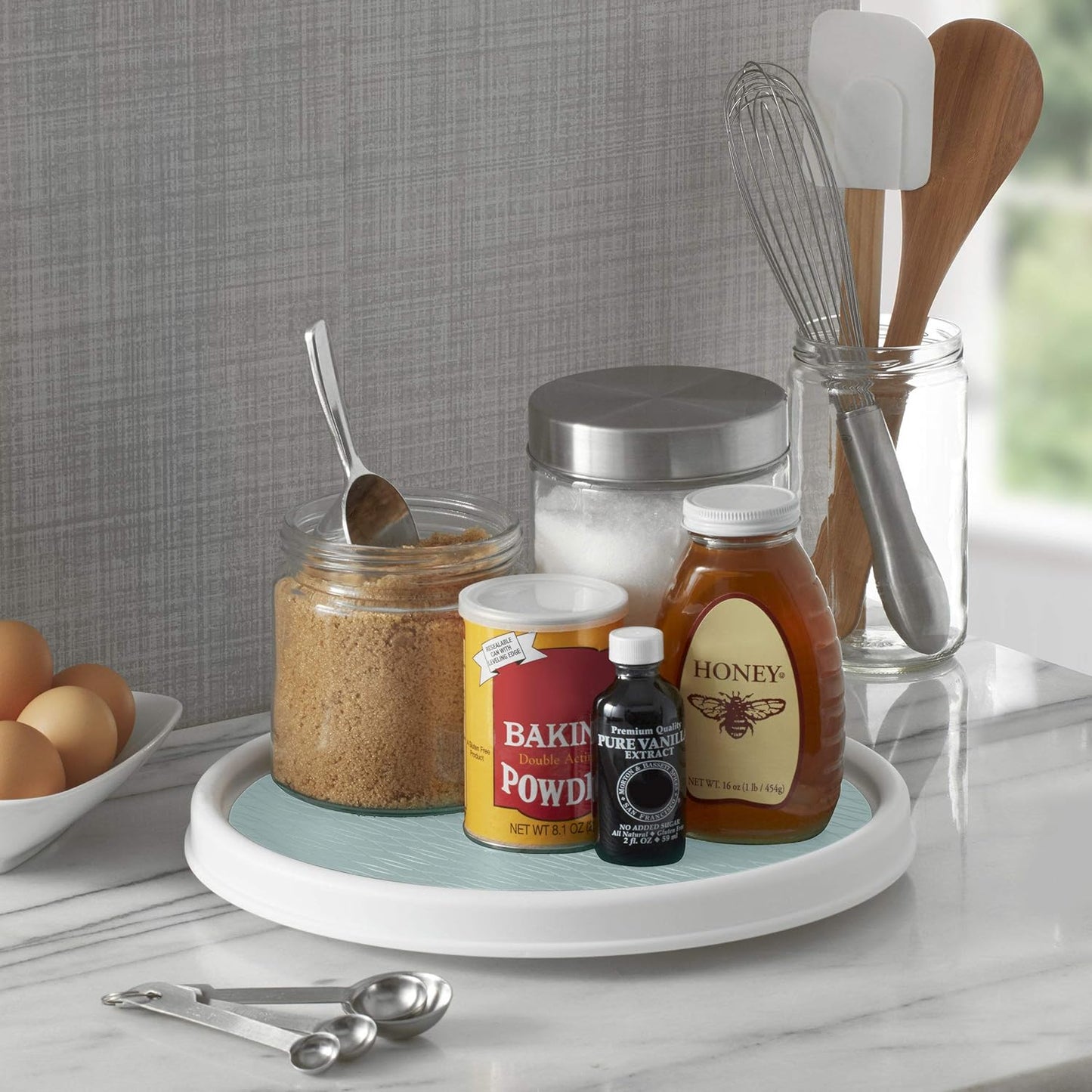 Copco Basics Non-Skid Pantry Cabinet Lazy Susan Turntable, 12-Inch, Blue