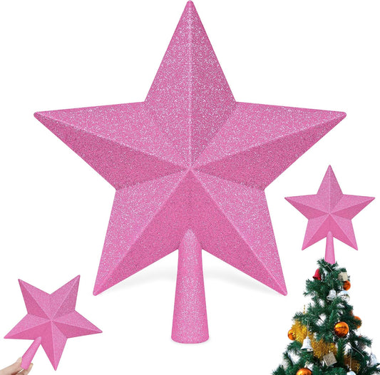 Christmas Tree Topper Decoration, 10" Black Christmas Tree Topper Star Accessories, Large Xmas Glitter Bethlehem Tree Ornament, Waterproof Holiday Xmas Star for Home Indoor Outdoor
