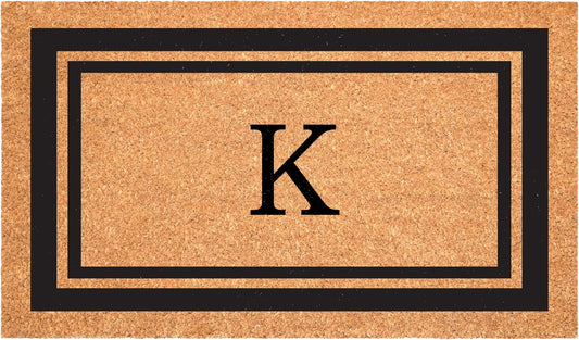 Calloway Mills 152962448 Black Border 24" x 48" Monogram Doormat (Letter K)