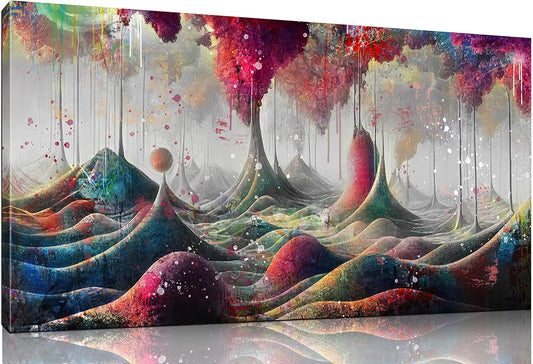 JKWALL77 Graffiti Canvas Wall-Art - Mountain Pictures Wall Decor Living Room Modern - large Wall Art Ready to Hang Size 59"x 29"