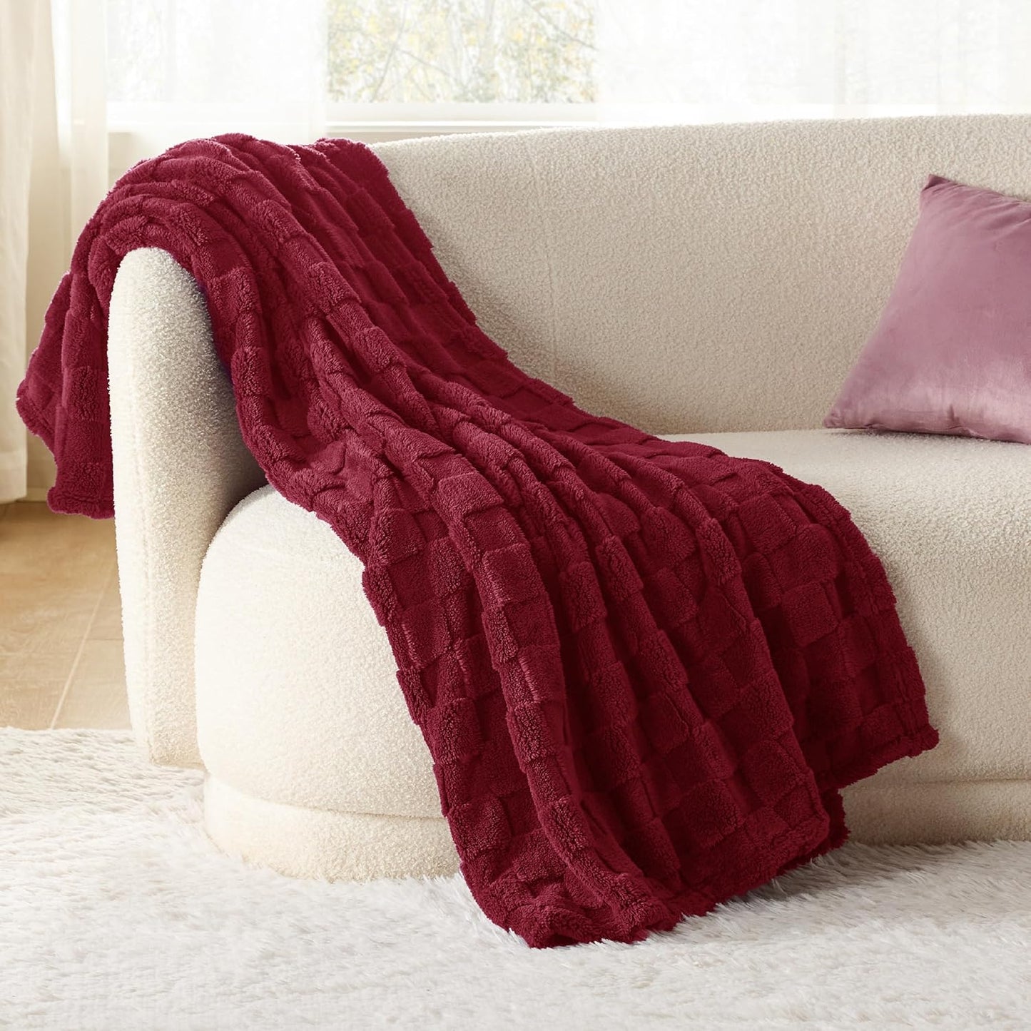 Bedsure GentleSoft Red Throw Blanket for Couch - Super Soft Cozy Blankets Gifts for Women Men Girls, Cute Small Fleece Throws for Bedroom Home Decor, 50x70 Inches