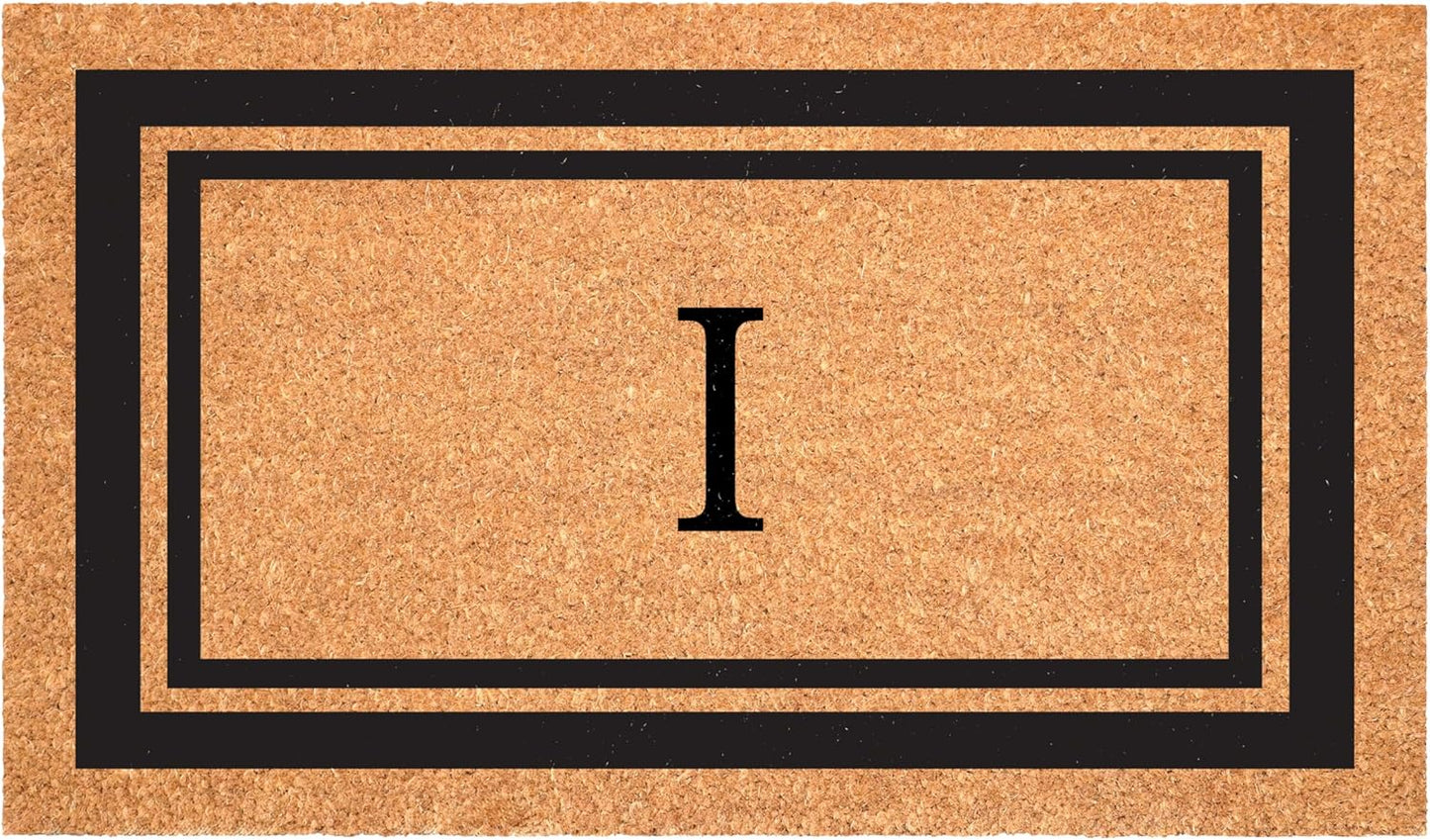 Calloway Mills 152962448 Black Border 24" x 48" Monogram Doormat (Letter I)