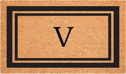 Calloway Mills 152963048V Black Border 30" x 48" Monogram Doormat Letter (V)
