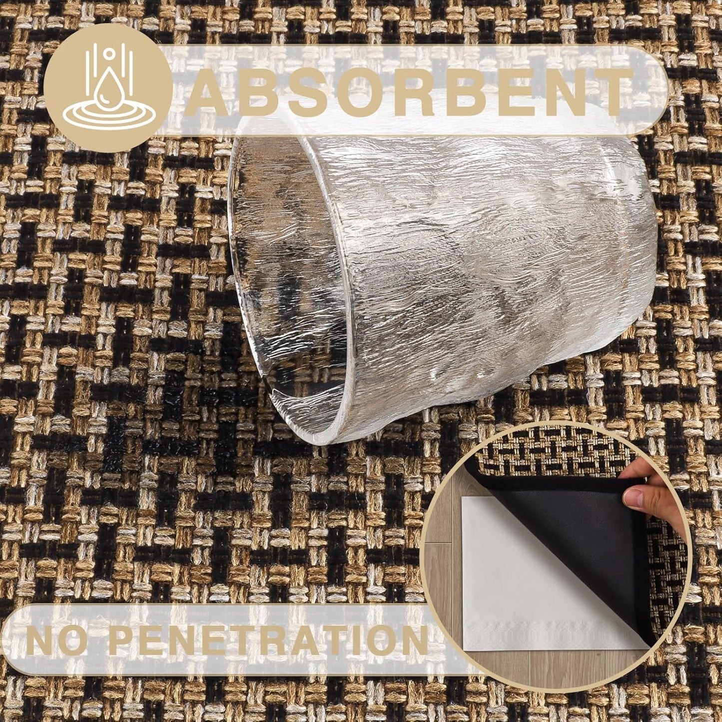 LEKEEPGO Door Mat Indoor Entrance 24"x47", Absorbent Indoor Door Mat Large, Non Slip Rubber Backing Inside Door Mats, Washable Floor Mat, Low-Profile Doormat for Front Door, Entryway, Entrance, Black