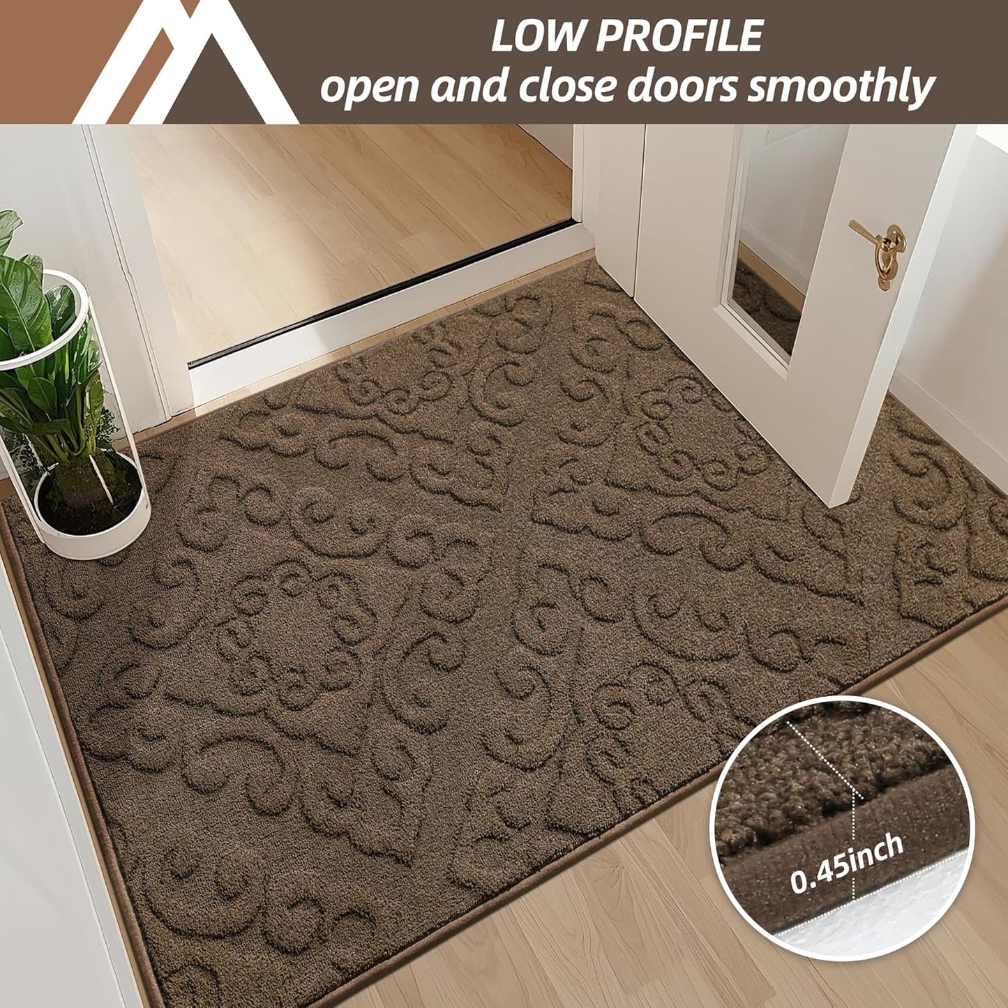 COSY HOMEER-Door-Mat-Non-Slip-Entryway-Rug 36”x60” Absorbent Welcome Mats Washable Dirt Trapper Door Mat Entrance Floor Mats for Front Back Doormats and Wet Shoes,Brown