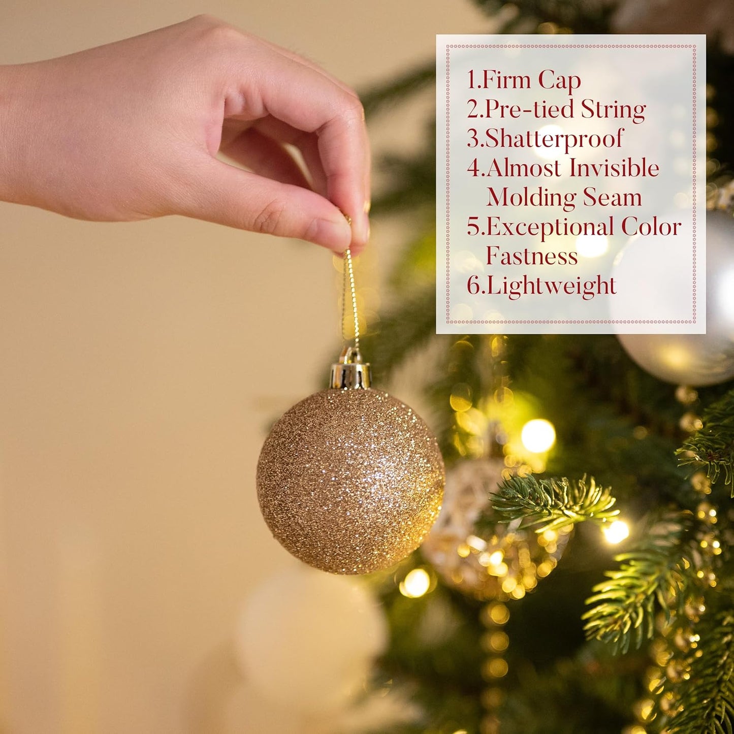 Valery Madelyn Christmas Tree Decorations Ornament Set for Fall Halloween, 50ct 2 Inches White and Gold Shatterproof Christmas Ball Ornaments Hanging Xmas Holiday Party Decor