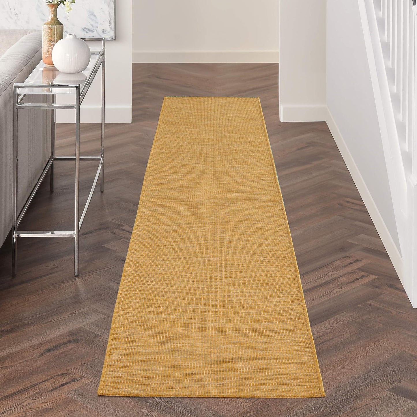 Nourison Positano Indoor/Outdoor Yellow 2'2" x 12' Area Rug, Easy Cleaning, Non Shedding, Bed Room, Living Room, Dining Room, Backyard, Deck, Patio (2x12)