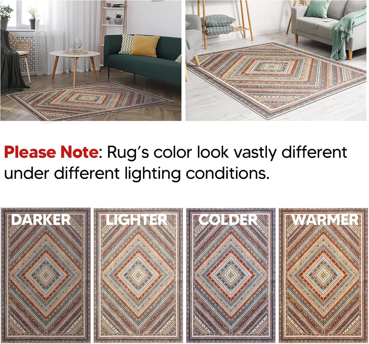 Keen Home Design 2x12 Rug - Machine Washable Runner Rug with Non-Slip Backing, Ideal for Hallway, Entryway, Kitchen, Laundry Room - Vintage, Easy Clean, Durable, Low Pile - (2'6" x 12')