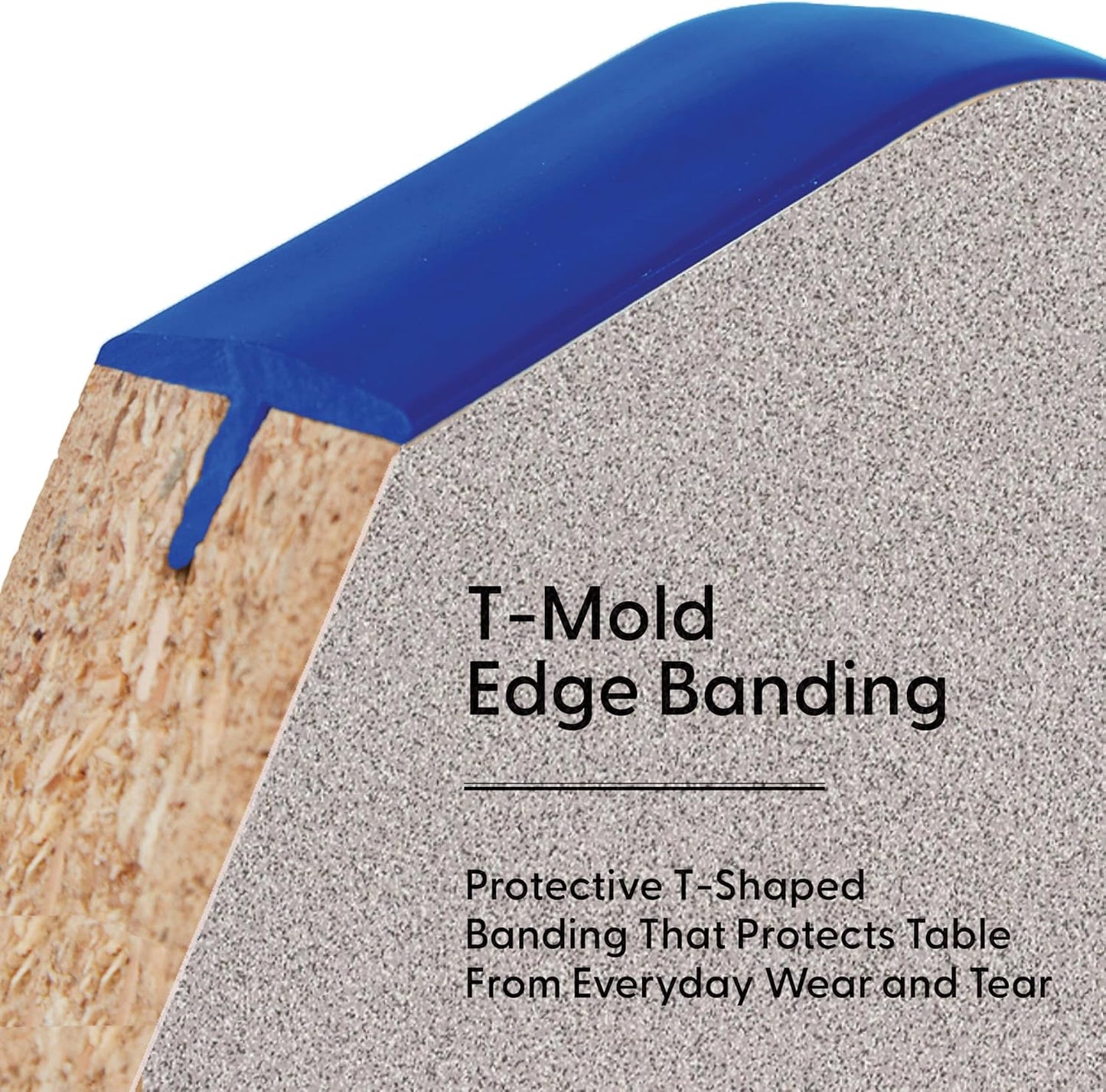 FDP Rectangle Activity School and Classroom Kids Table (30 x 60 inch), Toddler Legs, Adjustable Height 15-24 inches - Gray Top and Blue Edge