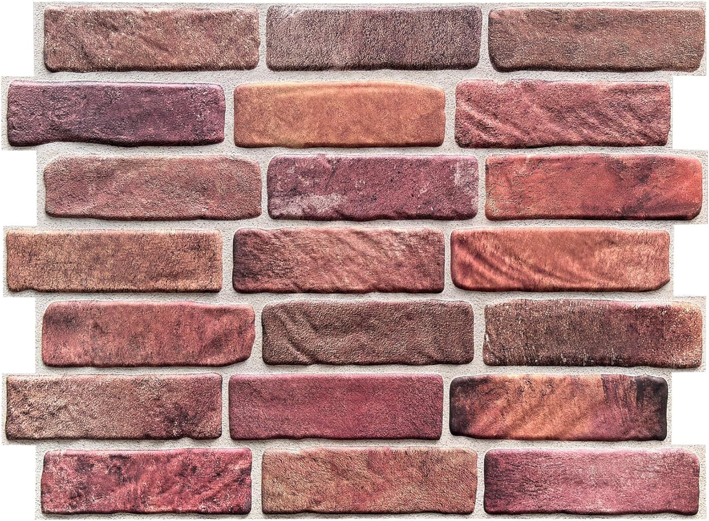 CONCORD WALLCOVERINGS ™ 3D Red Faux Brick Wall Panels - Pack of 20, Lightweight 17.5" x 24" (44.5 cm x 61 cm) PVC Sheets, Decorative Stone Tiles for Living Room, Kitchen - Covers 58.33 Sq Ft (572OR)
