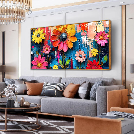 ZHAOSHOP Colorful Flower Pictures Wall Art Bedroom - Teen Girl Room Decor - Big Picture Frames for Wall Ready to Hang Size 29" x 59"