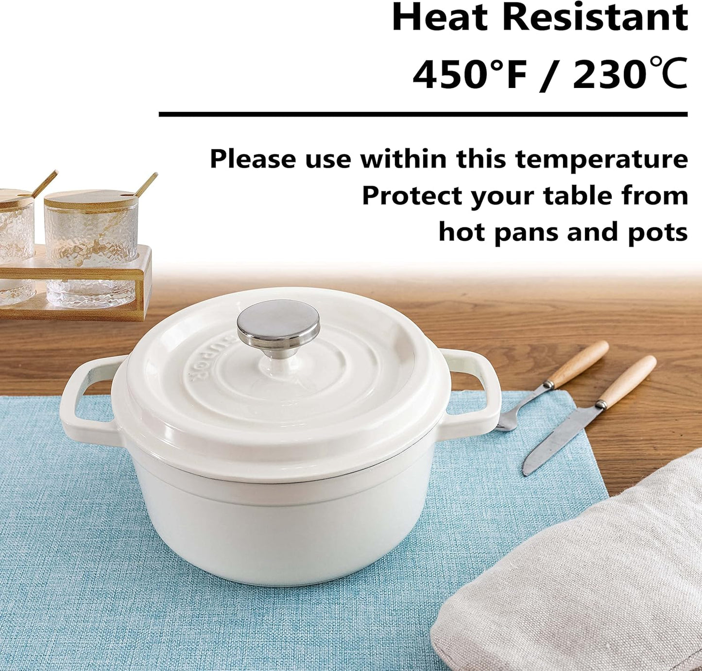 Home Brilliant Placemats Set of 6 Heat Resistant Dining Table Place Mats for Kitchen Table Party Decoration, 13 x 19 inches, Teal