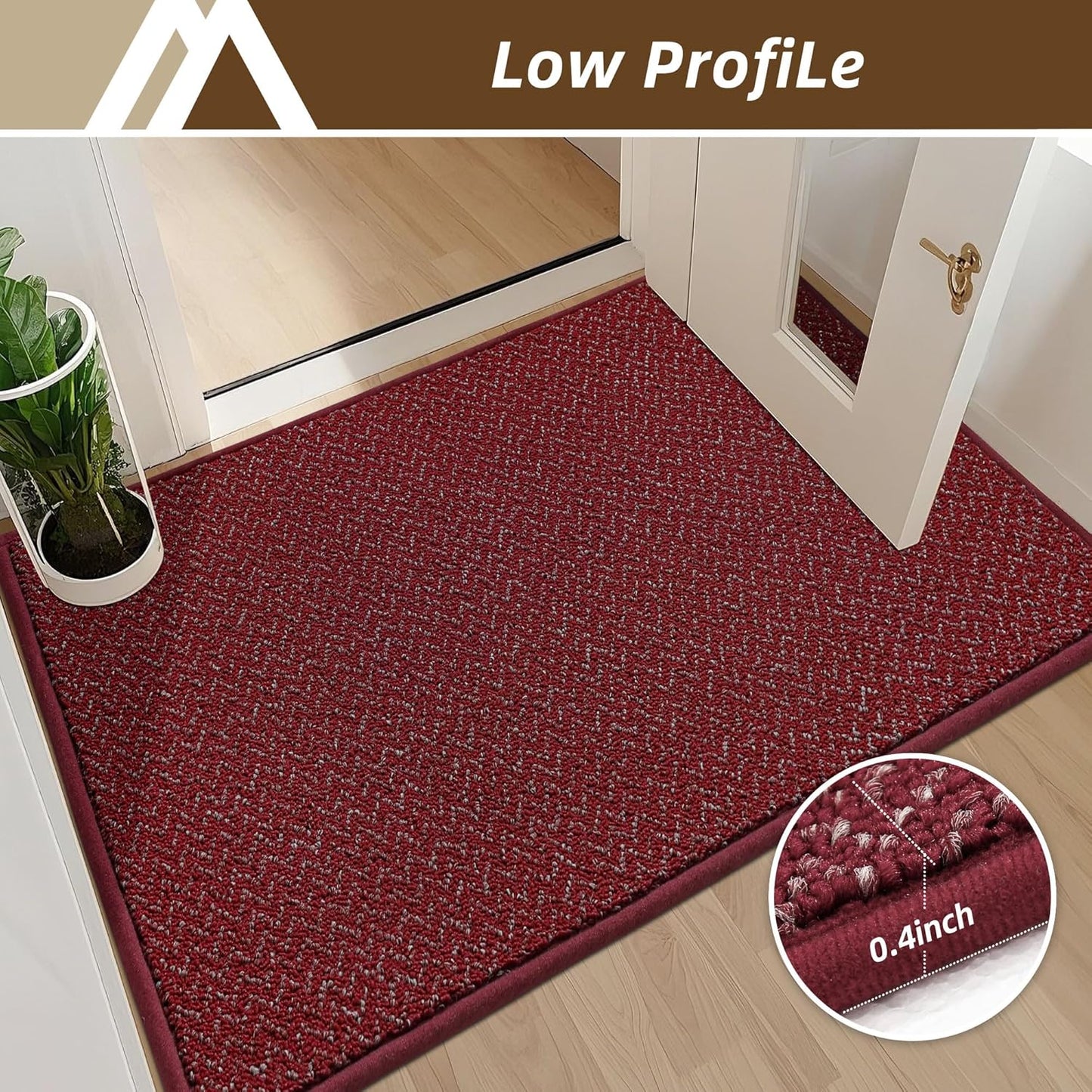 COSY HOMEER-Door-Mat 36"x60" Non Slip Absorbent Entryway Rugs Dirt Trapper Doormats Washable Entrance Mats Low Pile Welcome Floor Mat for Front Back Door and Entry Mats,Red