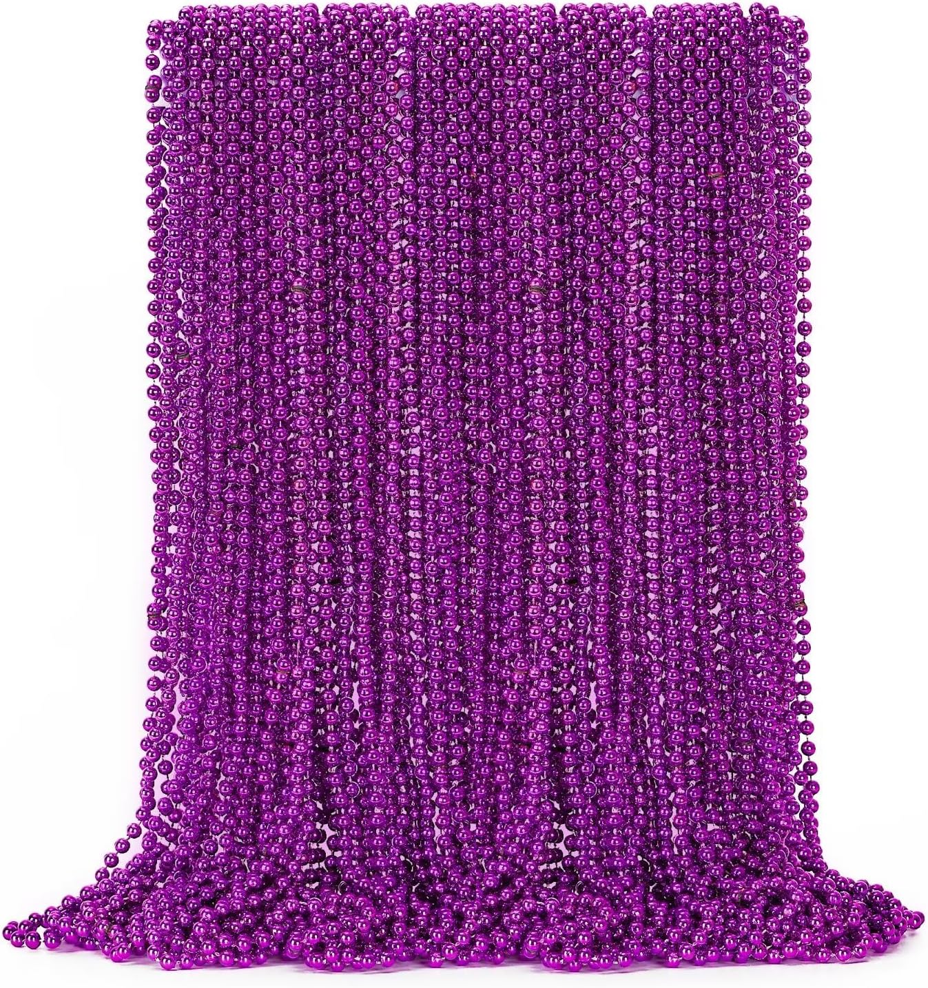 50PCS Mardi Gras Beads, Purple Bead Necklace Party Favors, 33" Necklaces, Festival Parade Throw Accessories for Halloween Mardi Gras Wedding Birthday Celebrations Decorations