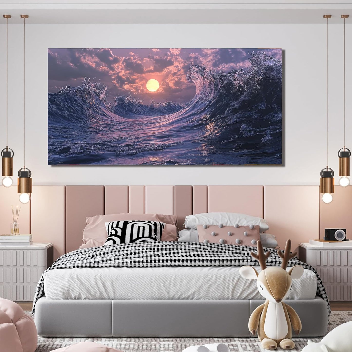 Canvas Wall Art for Living Room Artwork for Walls Coastal Beach Wall Art Decor Canvas Modern Art Wall Decor Purple Sunset Wall Art Paintings Prints Art Work for Room Office Kitchen Wall Decor 20" X 40"