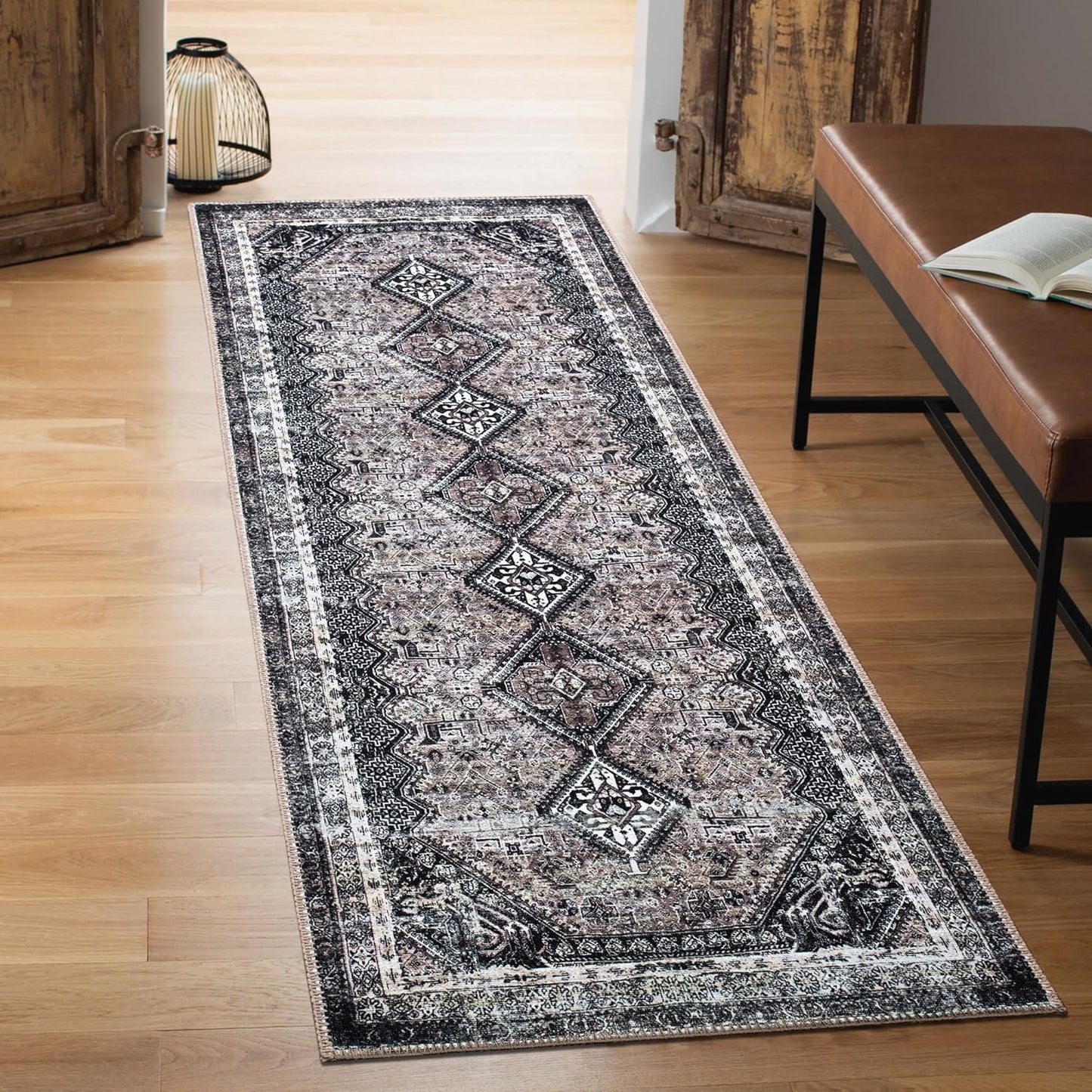 Keen Home Design 2x12 Rug - Machine Washable Runner Rug with Non-Slip Backing, Ideal for Hallway, Entryway, Kitchen, Laundry Room - Vintage, Easy Clean, Durable, Low Pile - (2'6" x 12')