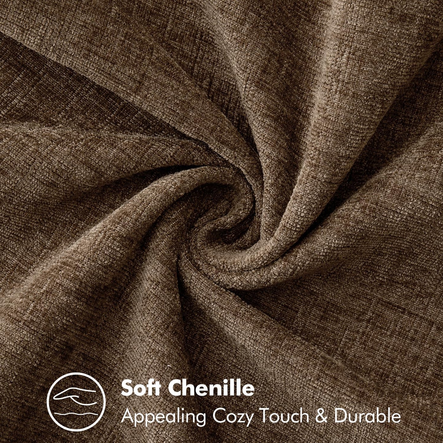 MIULEE Pack of 2 Couch Throw Pillow Covers 24x24 Inch Brown Farmhouse Decorative Pillow Covers with Stitched Edge Soft Chenille Solid Dyed Spring Pillow Covers for Sofa Bed Living Room