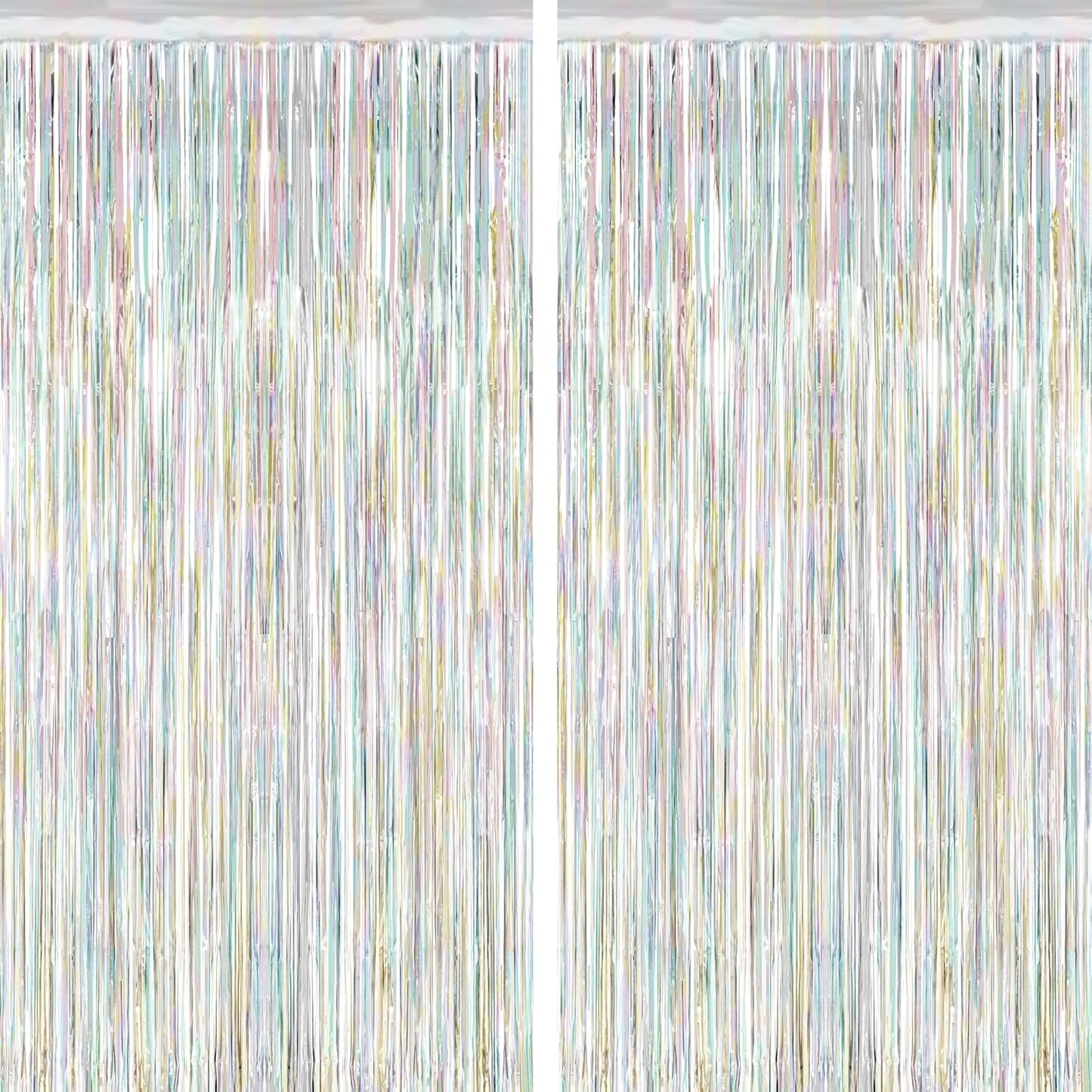 2 Pack Backdrop Curtains, 3.28 FT x 7.05 FT Laser Silver Fringe Curtains, Metallic Tinsel Foil Curtains Party Streamer, Photo Backdrop Party Decorations Bithday Photo Booth Props