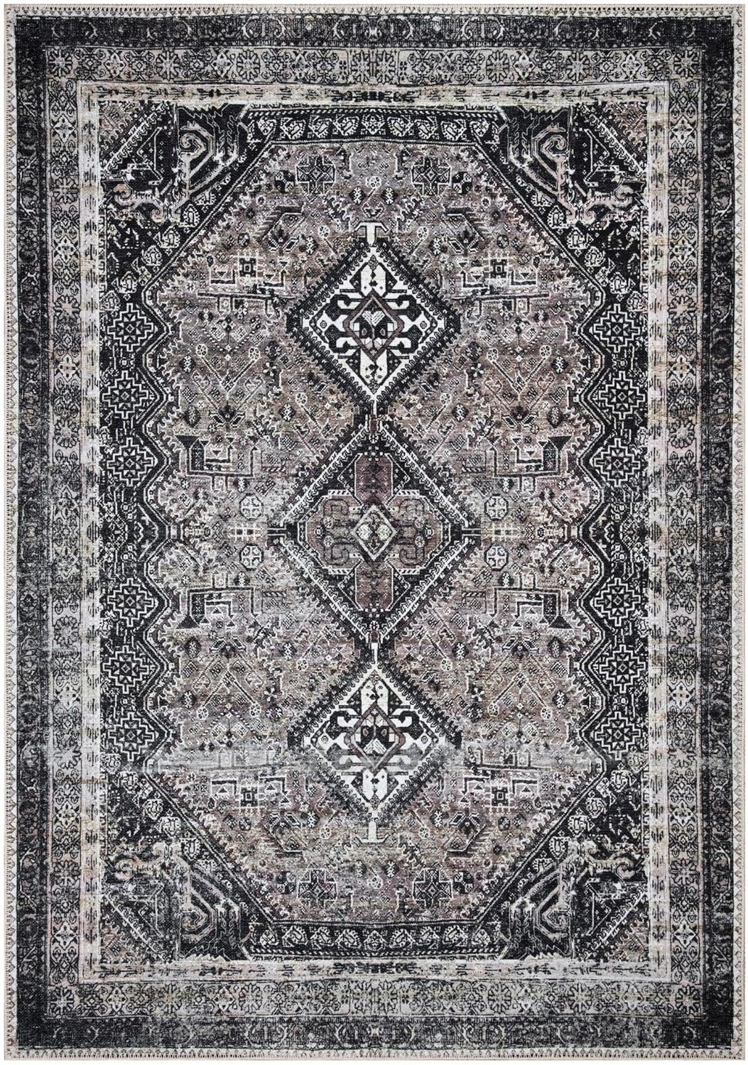 Keen Home Design 10x14 Rug - Machine Washable Area Rug with Non-Slip Backing, Ideal for Living Room, Dining Room, Bedroom - Vintage, Easy Clean, Durable, Low Pile Rug - (9'7" x 14')