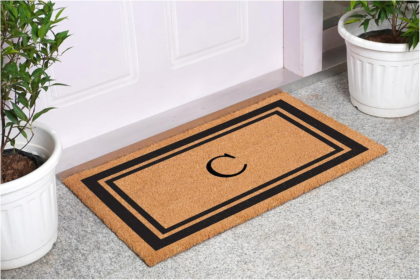 Calloway Mills 152962448 Black Border 24" x 48" Monogram Doormat (Letter C)