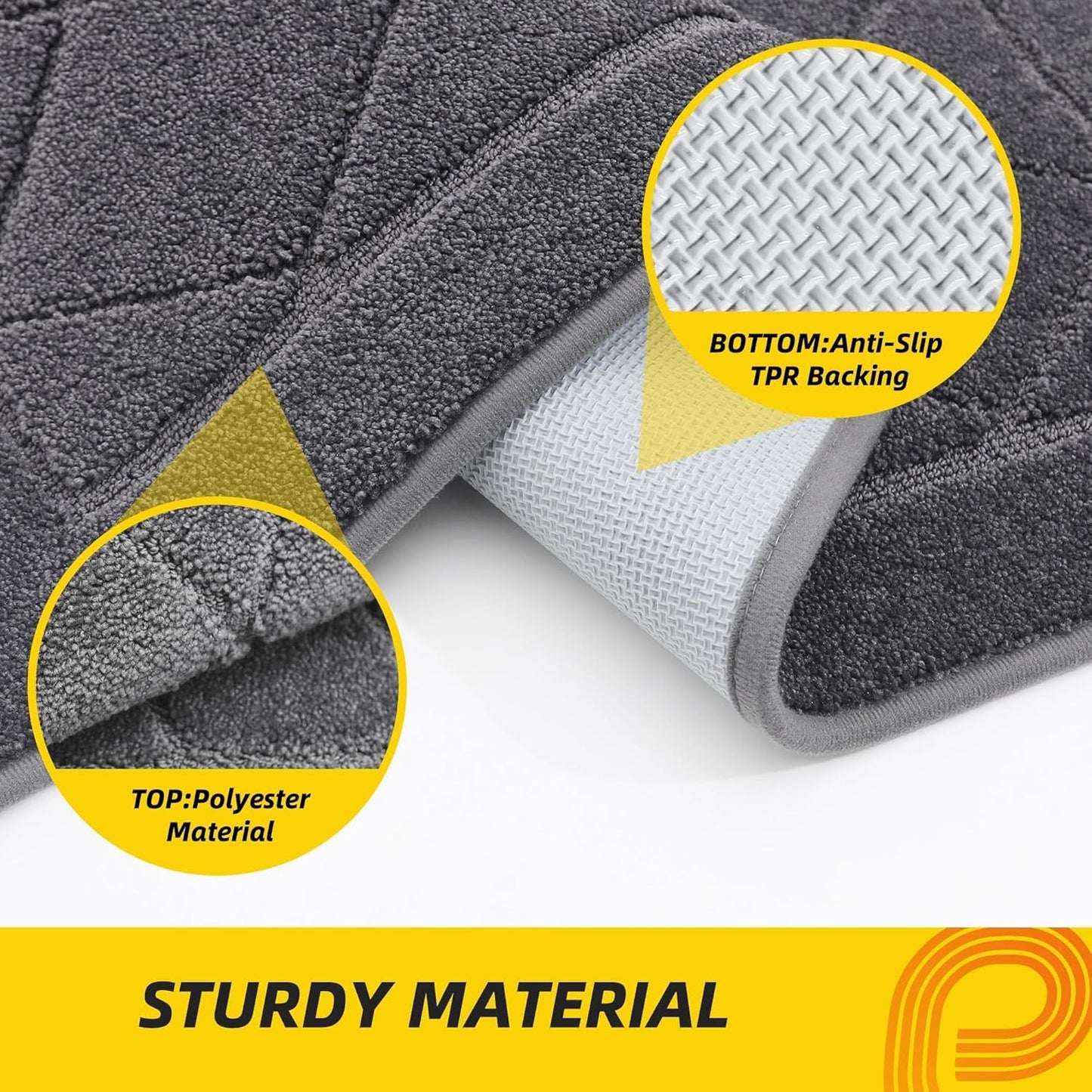 JSEI Dirt Trapper Door Mat 32"x48", Non-Slip Washable Entryway Mats, Dog Door Mat, Stain Resistant and Absorbent Floor Mats, Low Profile Welcome Mat for Front Back Door, Dark Grey