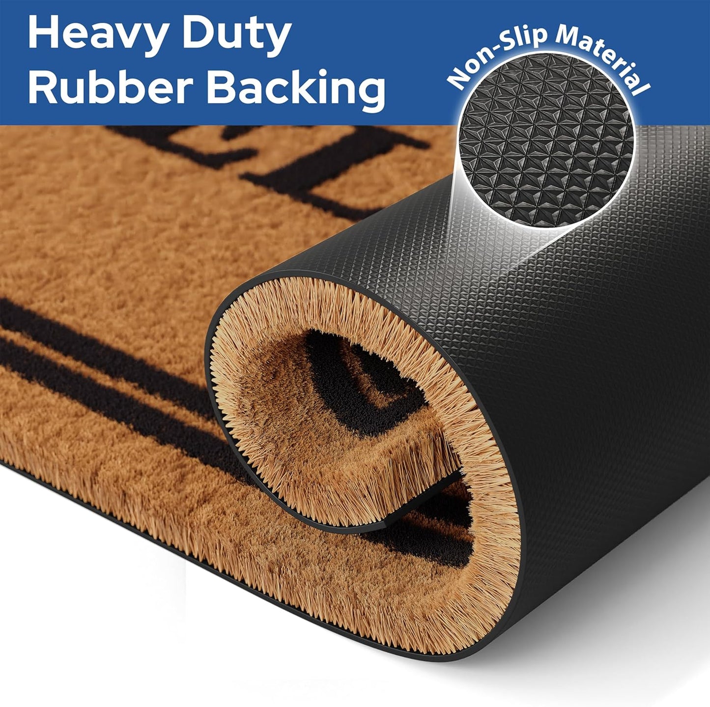 Barnyard Designs Natural Coco Coir Heavy Duty Backing Doormat - Large Cute Non-Slip Front Door Welcome Mat for Outside Entrance or Porch Entry, Brown (24x36, Welcome)