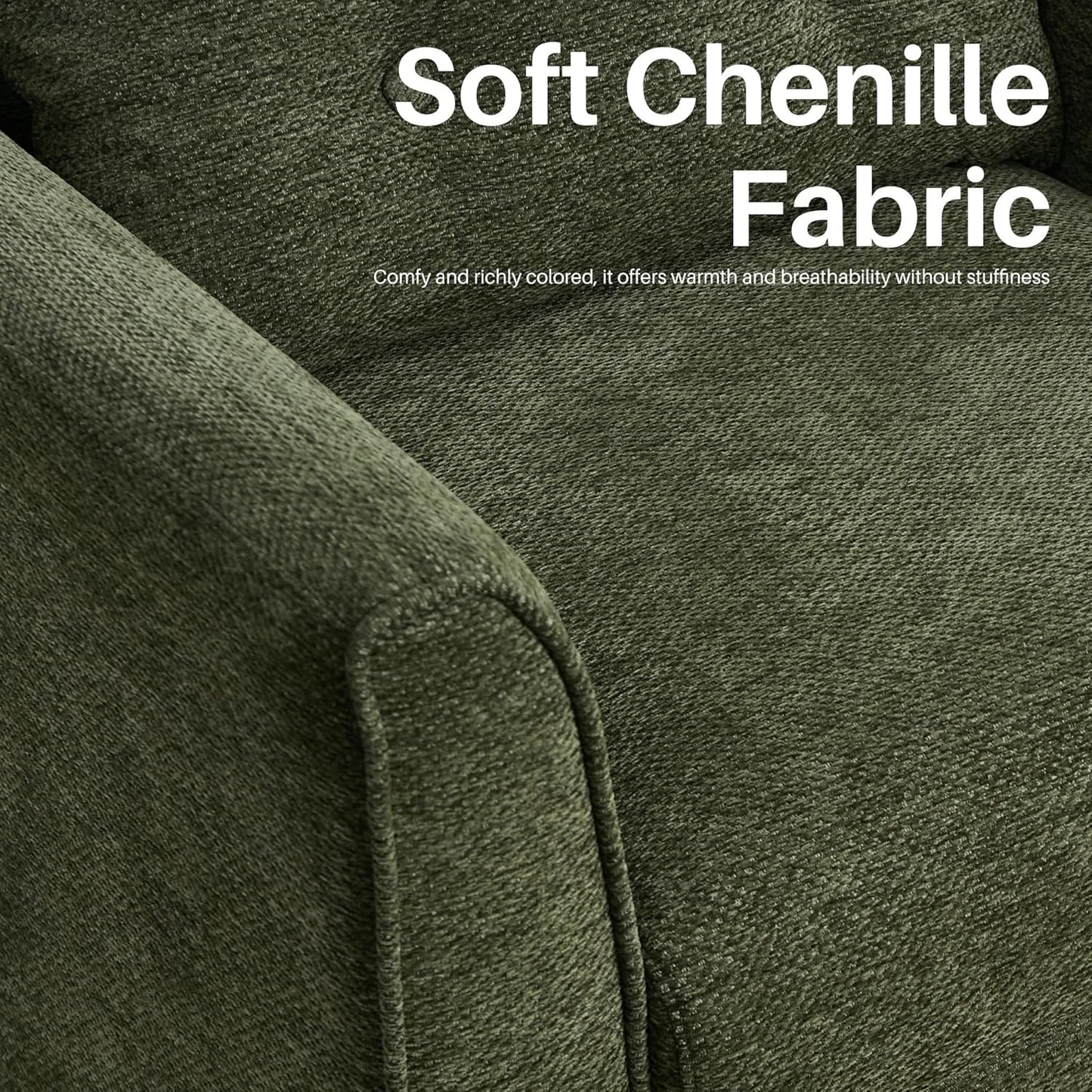 Modern Accent Chair with Wooden Legs Plush Fabric Armchair Cozy Reading Chair for Living Room, Bedroom, Study (Green Armchair)