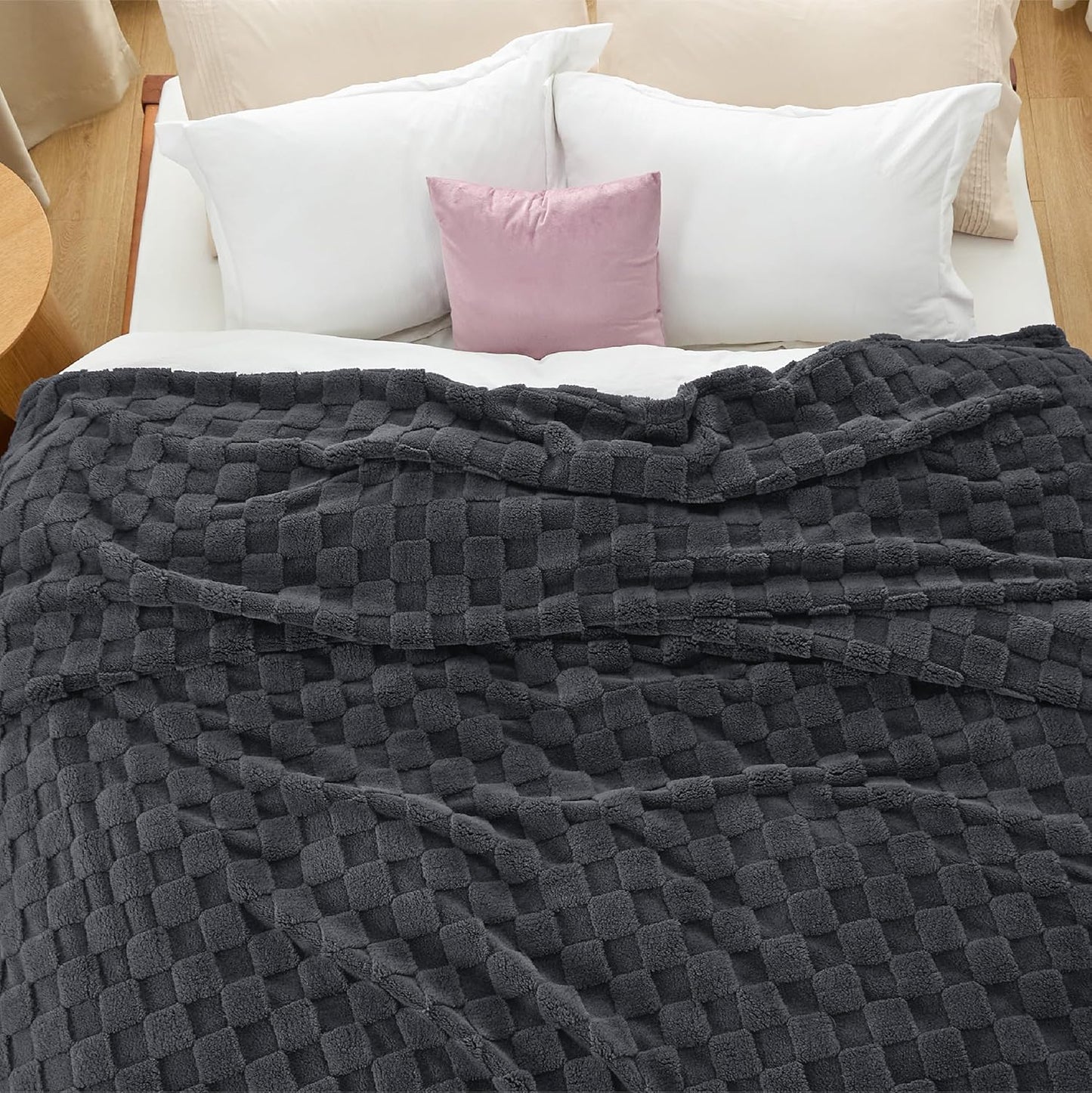 Bedsure GentleSoft King Size Blanket for Bed - Super Soft Cozy Blankets for Women Men Girls, Large Fuzzy Fleece Throw for Bedroom Decor, Dark Grey,108x90 Inches