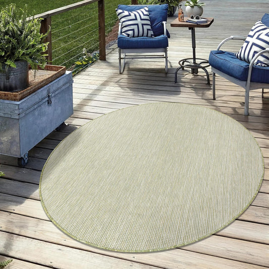 Keen Home Design Terrace Outdoor Round Rug - 5ft Round Washable Indoor/Outdoor Rug for Patio, Kitchen, Balcony, Beach, Garden, Deck and Porch, Size: 5'3" Round