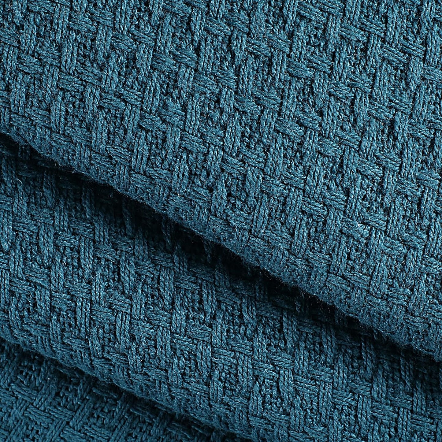 Elvana Home 100% Cotton Bed Blanket, Breathable Bed Blanket Full - Queen Size, Cotton Thermal Blankets Full - Queen, Perfect for Layering Any Bed for All Season, Teal Green