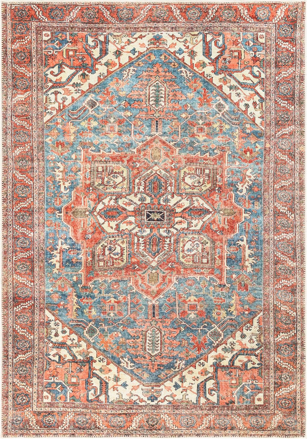 Keen Home Design 3x5 Rug - Machine Washable Entry Rug with Non-Slip Backing, Ideal for Enteryway, Kitchen, Bathroom, Laundry Room - Vintage, Easy Clean, Durable, Low Pile Rug - (3' x 5')