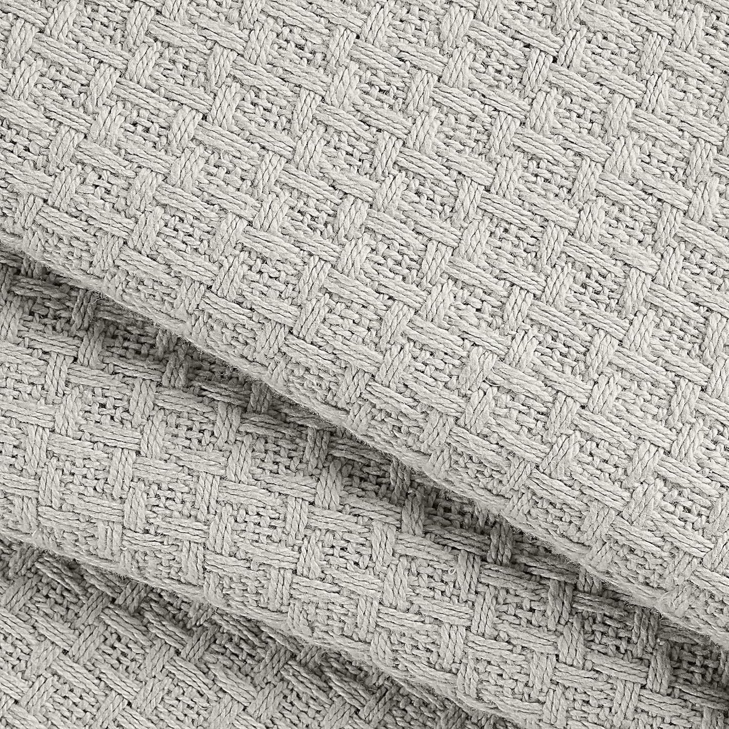 BELIZZI HOME 100% Cotton Bed Blanket, Breathable Bed Blanket Twin Size, Cotton Thermal Blankets Twin, Perfect for Layering Any Bed for All Season, Light Grey