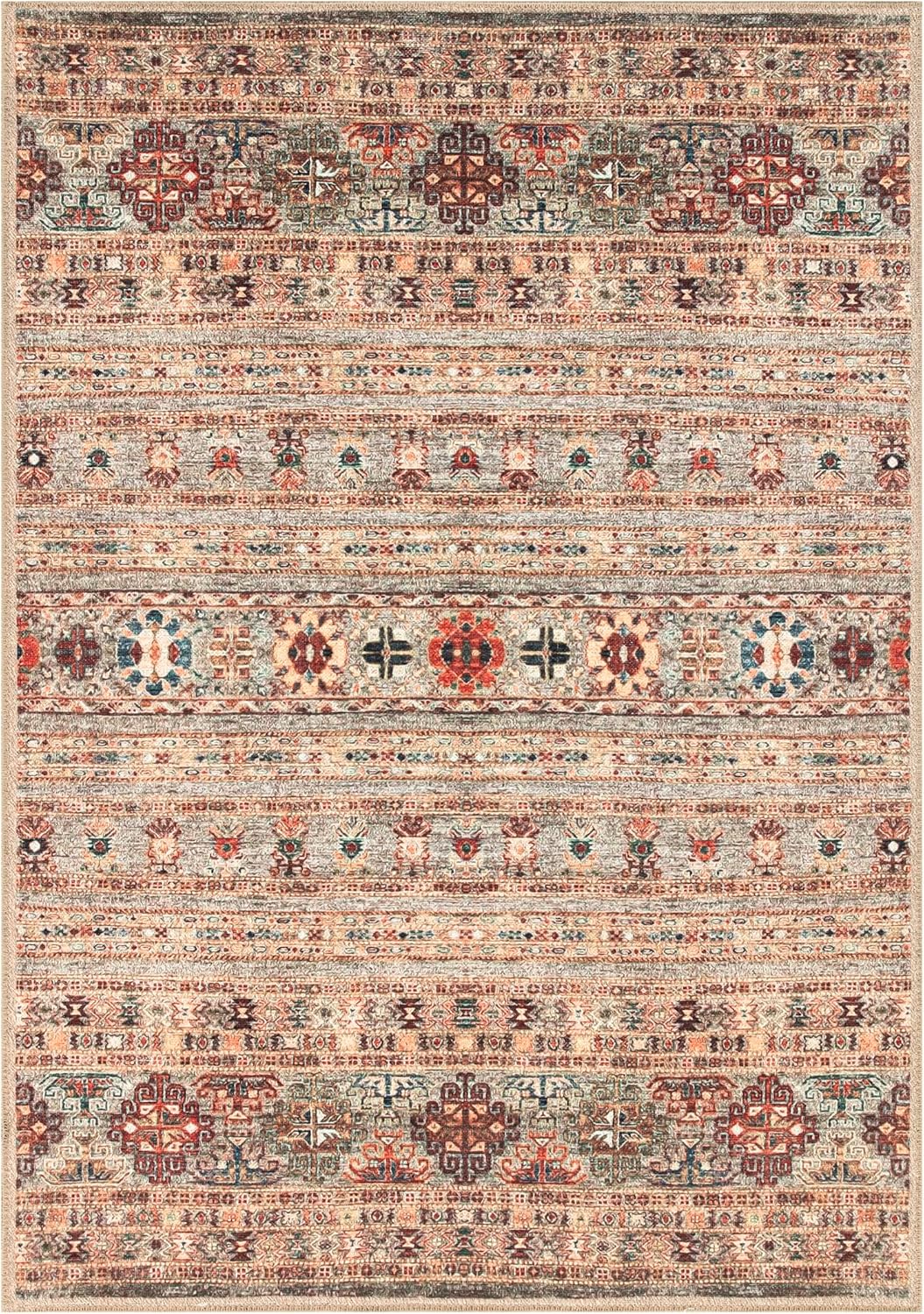 Keen Home Design 8x10 Rug - Machine Washable Area Rug with Non-Slip Backing, Ideal for Living Room, Dining Room, Bedroom - Vintage, Easy Clean, Durable, Low Pile Rug - (8' x 10')