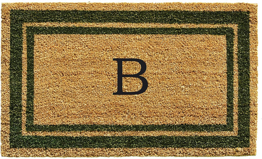 Calloway Mills 153041830B Sage Green Border 18" x 30" Monogram Doormat, (Letter B)