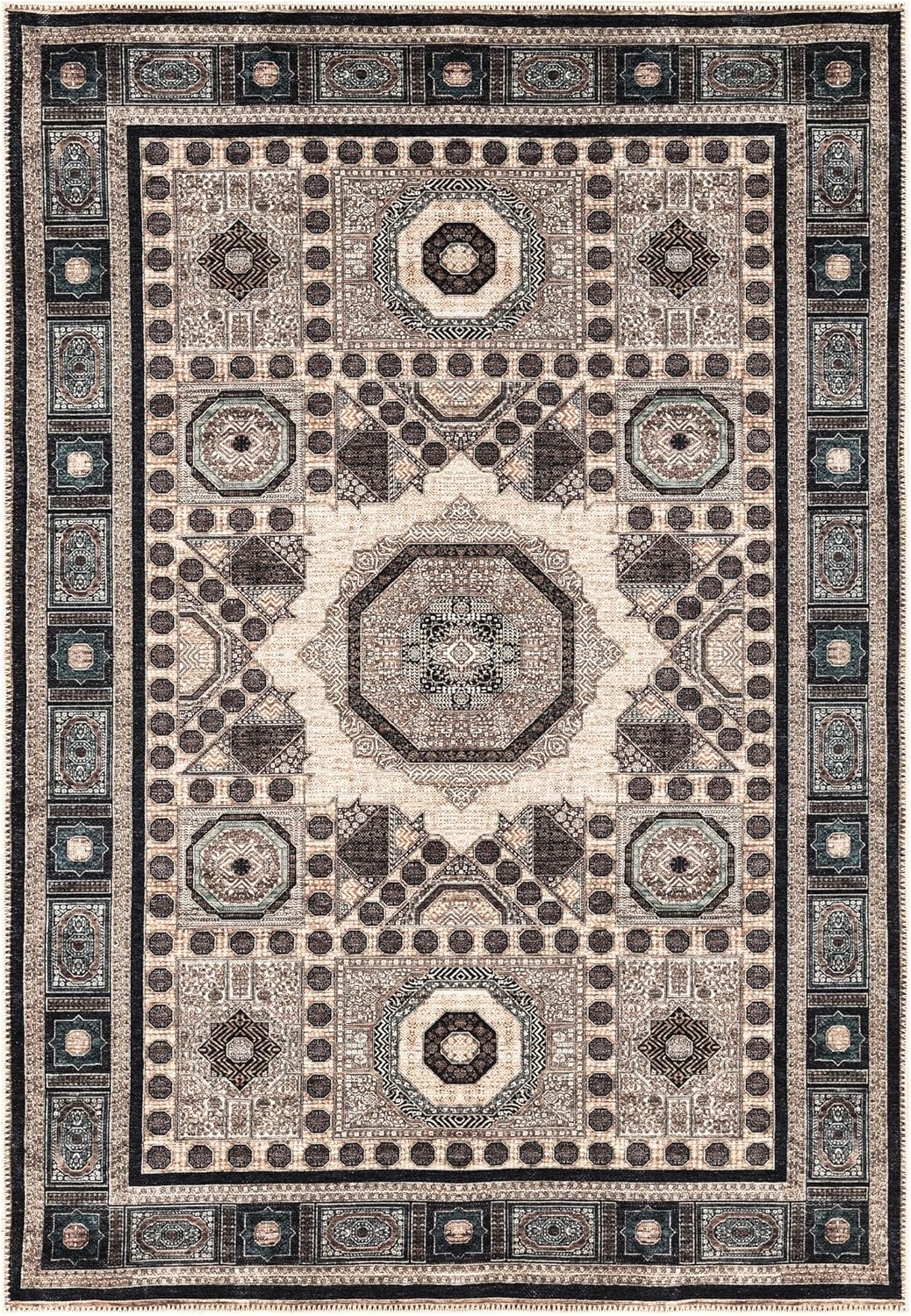 Keen Home Design 3x5 Rug - Machine Washable Entry Rug with Non-Slip Backing, Ideal for Enteryway, Kitchen, Bathroom, Laundry Room - Vintage, Easy Clean, Durable, Low Pile Rug - (3' x 5')