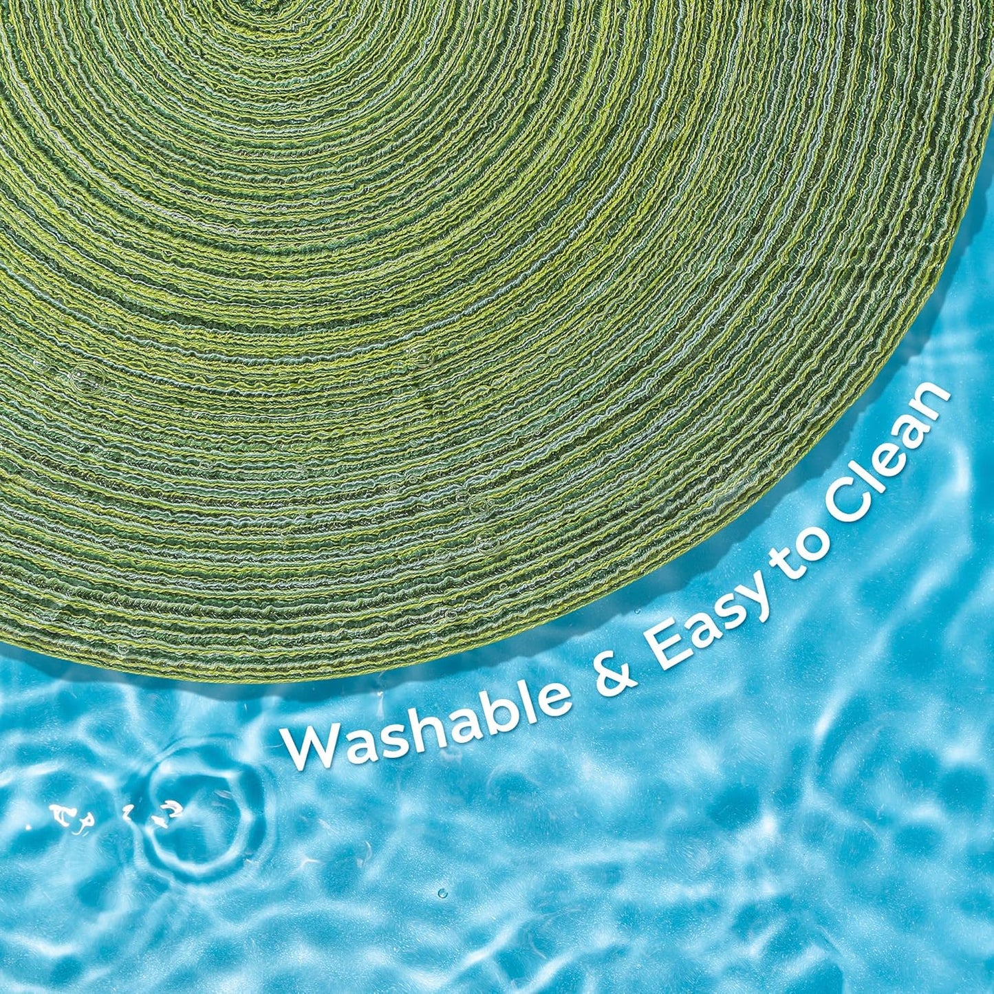 Leetaltree Round Placemats Heat and Slip Resistant Cotton Table Mats, Washable Bohemian Placemats for Dining Tables (Sage Green, Set of 8)